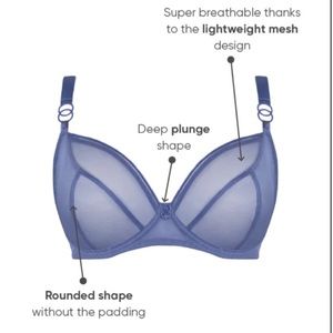 NWT slate colored Curvy Kate Lifestyle Plunge Bra CK5711 UK 30FF USA 30H